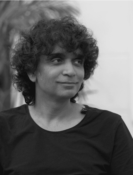 A lone traveler in a vast desert